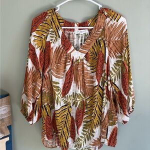 Jane + Delancey Leaf Print Women's Top Size M